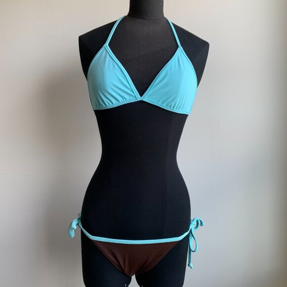 Billabong surf BLUE CRUSH era Vintage bikini brown reversible triangle set RARE - Picture 8 of 8